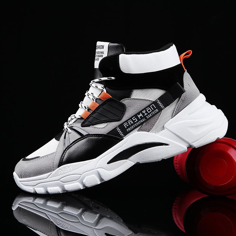 Japanese Lifestyle And Traditions - Hightopฤดูร้อนผู้ชายกีฬารองเท้าMan Runningรองเท้าผู้ชายกีฬารองเท้าผู้ชายTop Topรองเท้าผ้าใบบุรุษรองเท้าเทนนิสเดินสีเทาD-421
