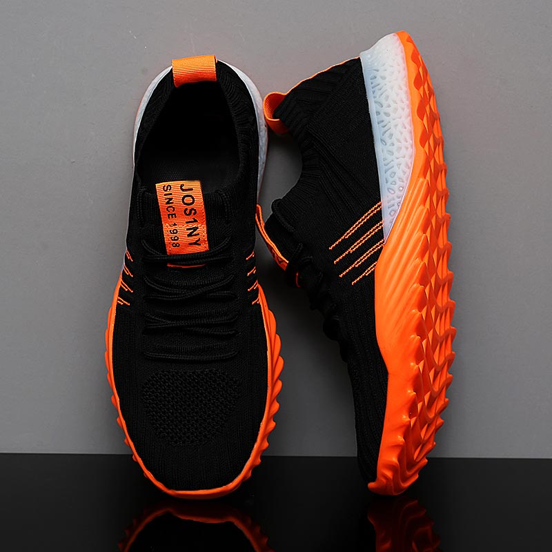 Japanese Lifestyle Store Online - Plusขนาดน้ำหนักเบาAir Mesh Menกีฬารองเท้าผู้หญิงรองเท้าผ้าใบManสีส้มสีดำBreathableรองเท้าผู้ชายกีฬาgym D-436