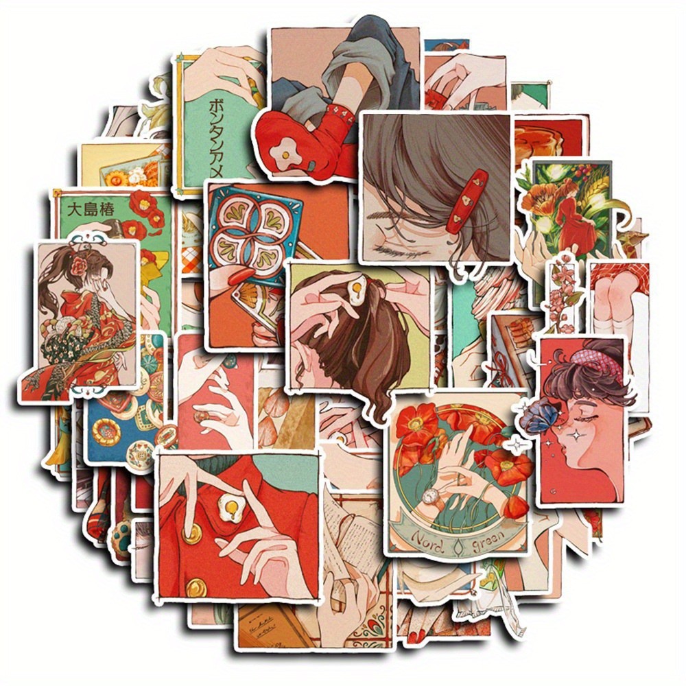 50 ชิ้นสติกเกอร์สไตล์วินเทจแบบ - Japanese Lifestyle And Traditions บทวิจารณ์และราคา